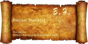 Becze Harald névjegykártya